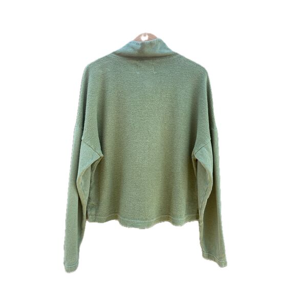 REI Co-op Green Hemp Cotton Mock Neck Snap Pullover Sweatshirt Women's Medium‎ - Picture 3 of 6